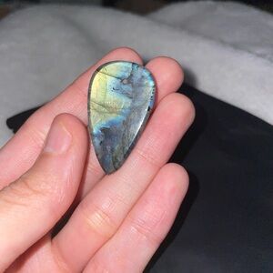 Polished Labradorite Teardrop Cabochon - Blue-Green Flash